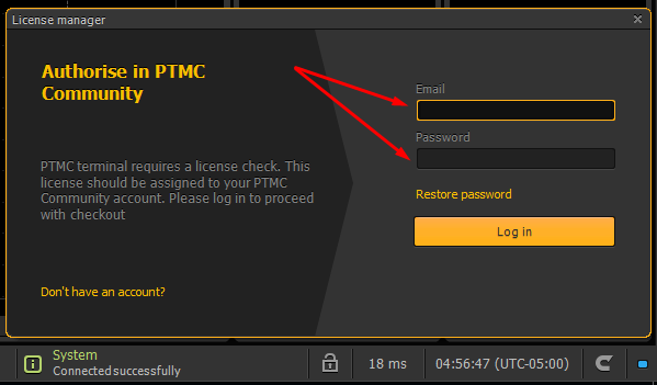 How to authorize in PTMC platform