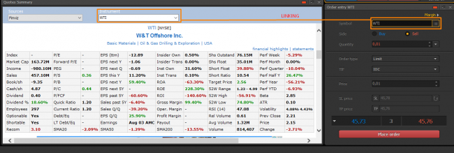 ptmc linking by "Financial data" plug-in