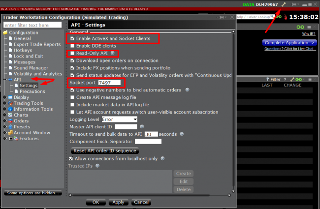 connection of PTMC platform to Interactive Brokers