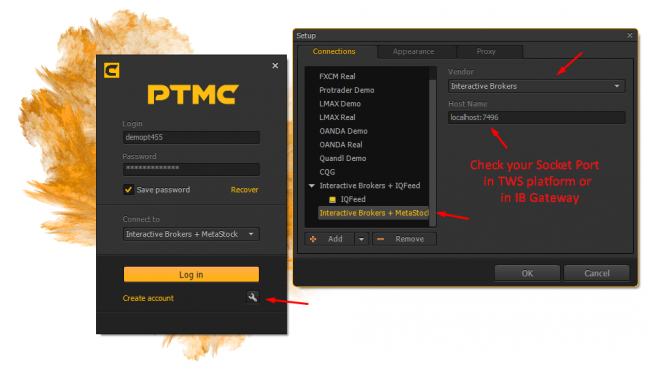 Check connection serttings in PTMC